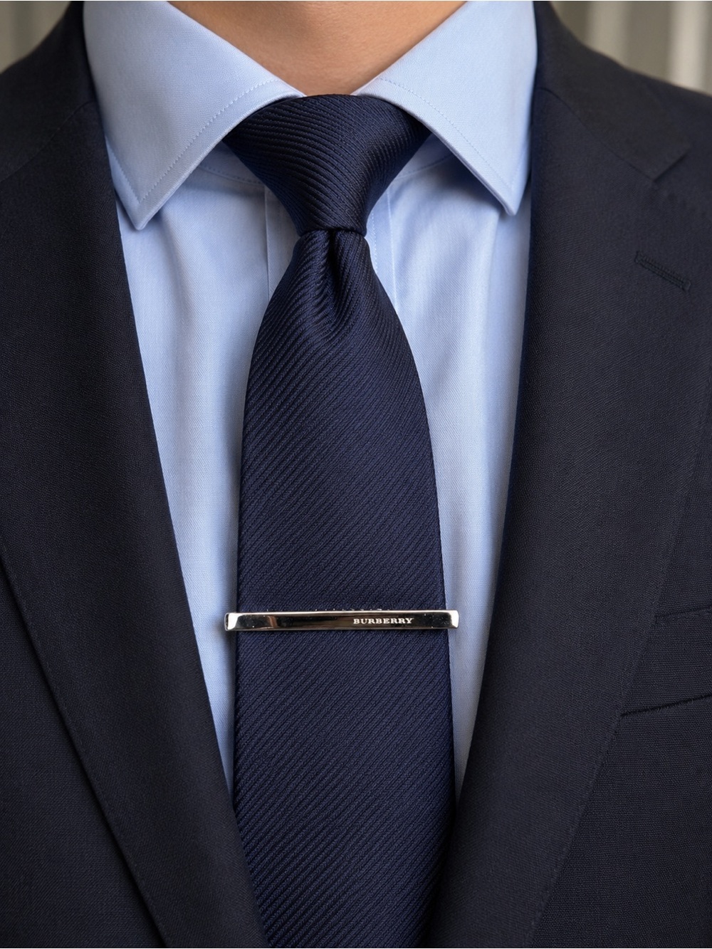 Burberry Burberry Japan Market Silver Tone Tie Clip Tie Bar 2.25” NWT